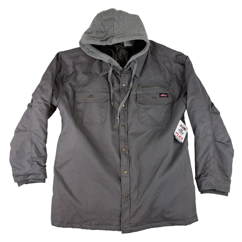 Dickies Lined Overshirt Mens 3XL Gray Canvas Hooded Quilted Jacket DIC5503GD NWT